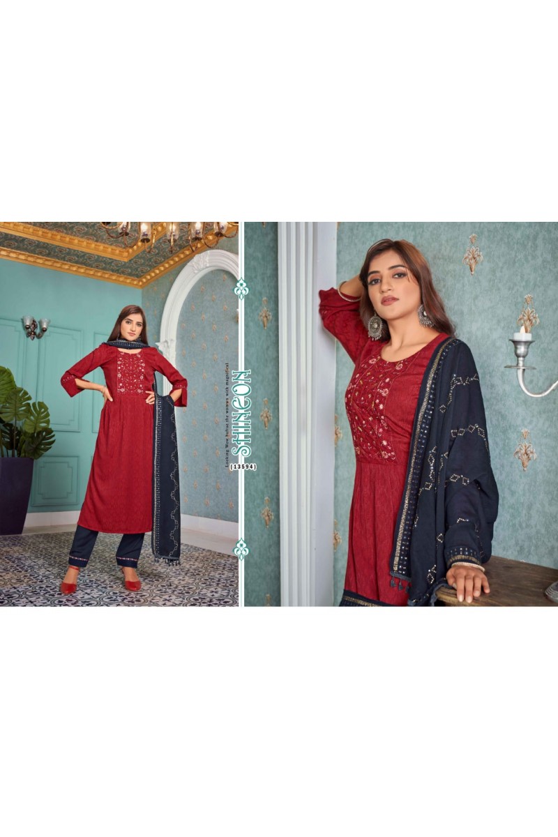  Kalaroop Jasmeen Designer Kurti With Bottom Dupatta Collection Catalog