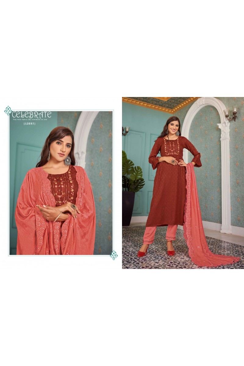  Kalaroop Jasmeen Designer Kurti With Bottom Dupatta Collection Catalog