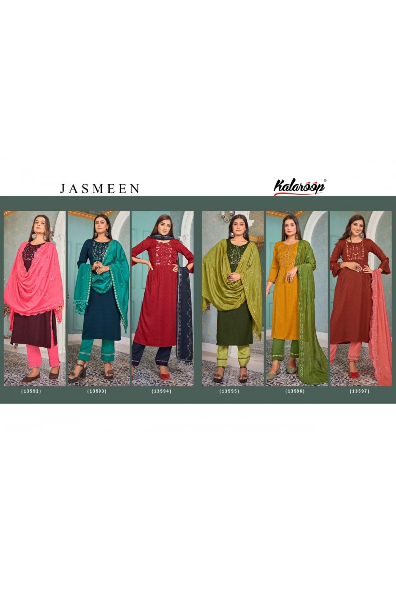  Kalaroop Jasmeen Designer Kurti With Bottom Dupatta Collection Catalog