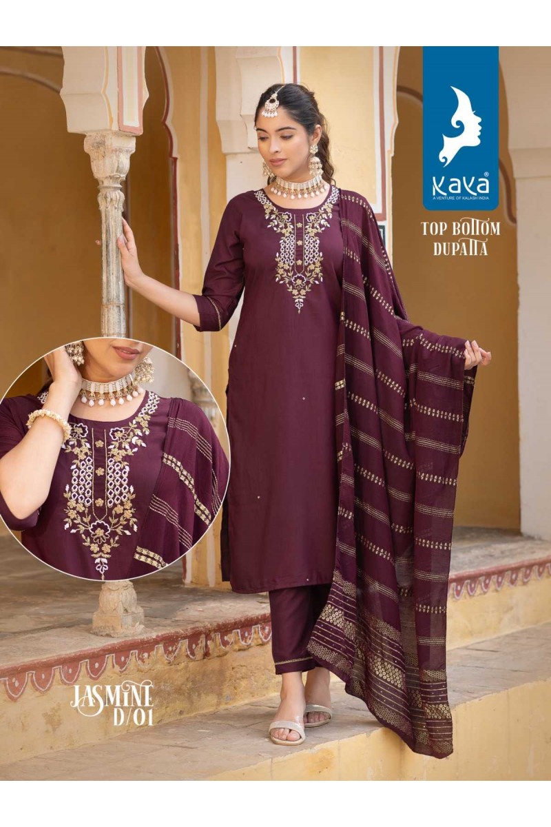 Kaya Jasmine Fancy Silk Kurti Pant Dupatta Festive Wear Designs