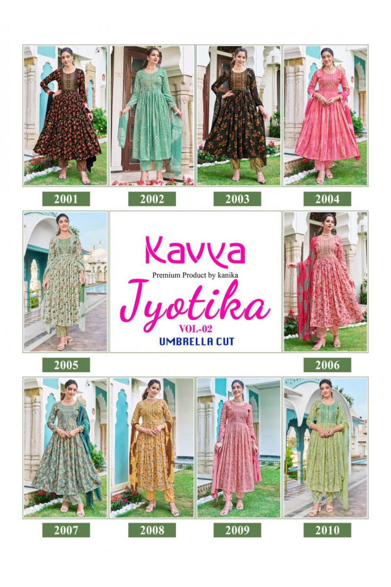 Kavya Jyotika Vol-2 Readymade Umbrella Cut Kurti Bottom Dupatta Collection