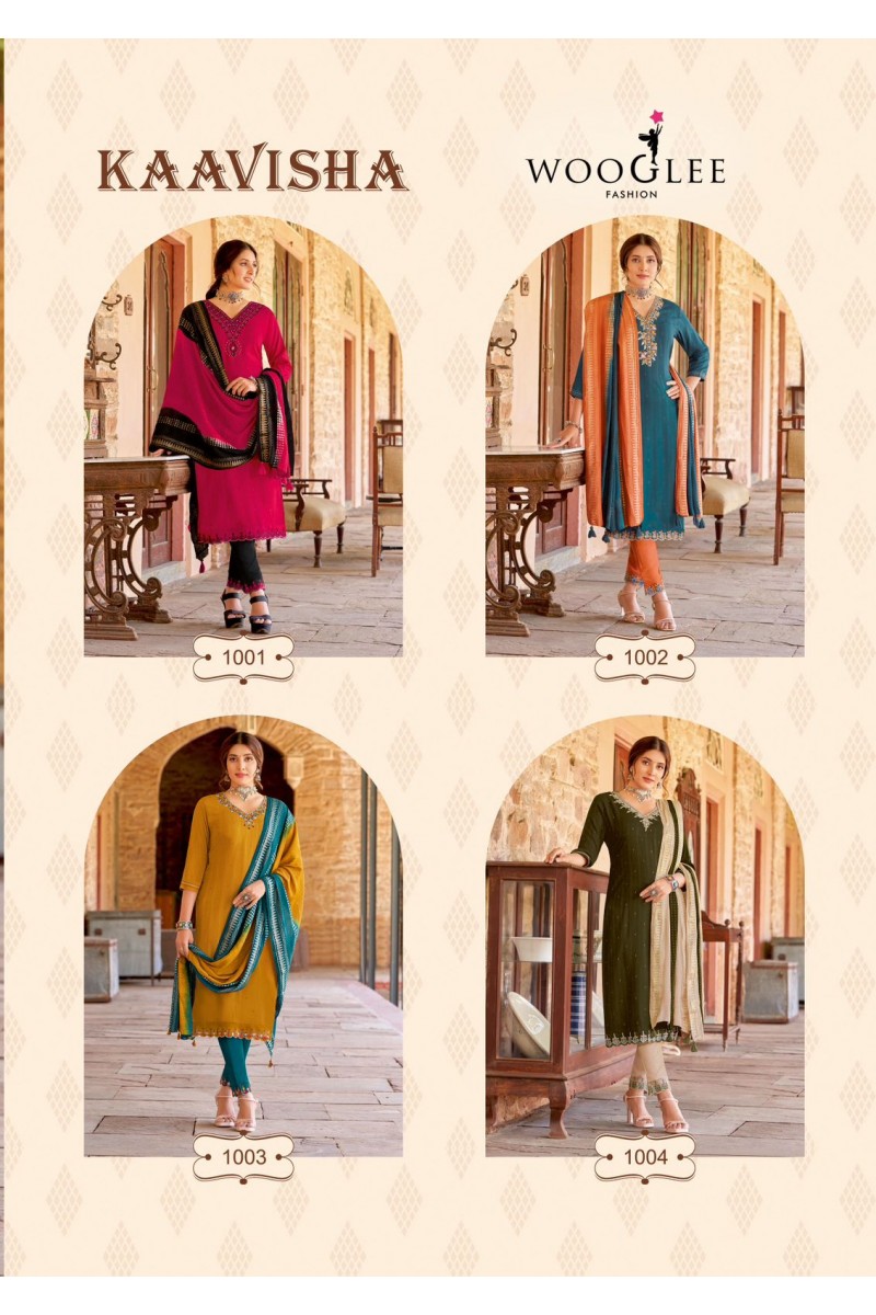 Wooglee Fashion Kaavisha Rayon Weaving Readymade Kurtis Collection