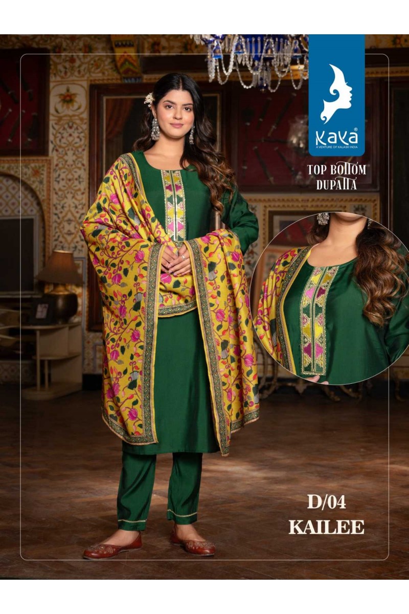 Kaya Kailee Wholesale Roman Silk Kurtis With Pant And Dupatta