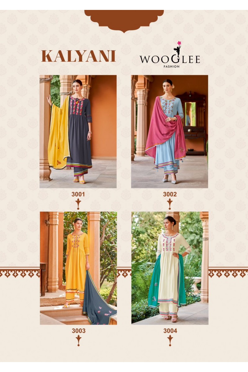 Wooglee Fashion Kalyani Fancy Kurta Bottom Dupatta Pair New Designs