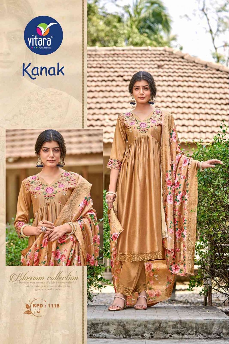 Vitara Fashion Kanak-1118 Wormen's Wear Silk Combo Set Kurti Designs