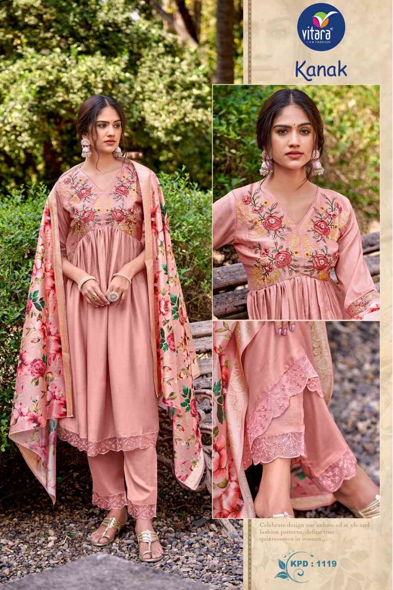 Vitara Fashion Kanak-1119 Wormen's Wear Silk Combo Set Kurti Designs