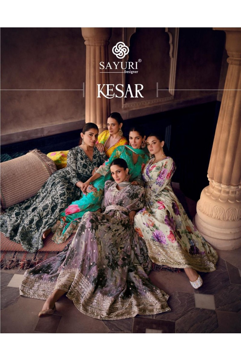 Sayuri Designer Kesar Anarkali Style Wedding Wear Georgette Gowns