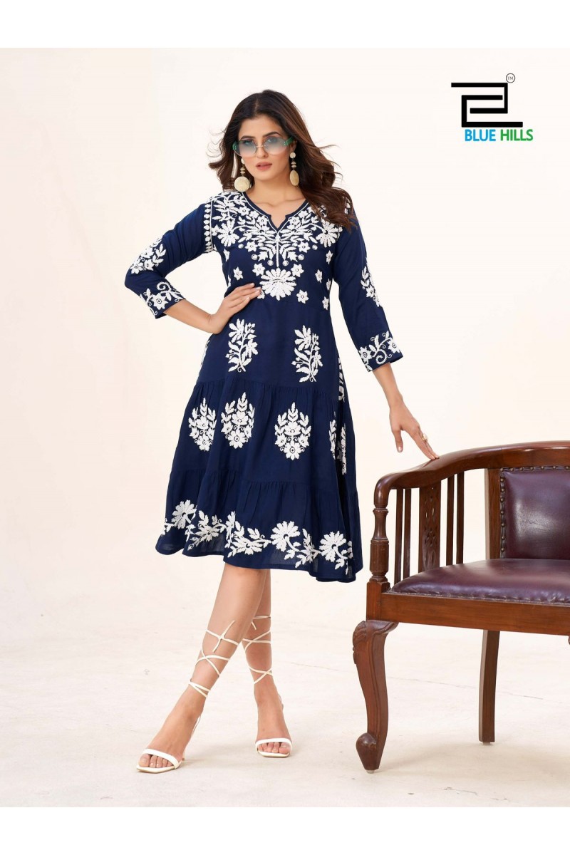 Blue Hills Kiara Vol-3 Designer Lucknowi Work Casual Wear Tunic Style Kurtis