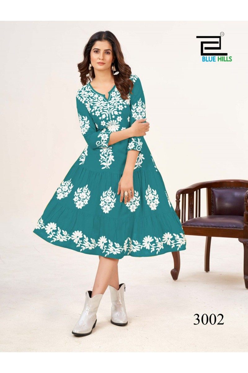 Blue Hills Kiara Vol-3 Designer Lucknowi Work Casual Wear Tunic Style Kurtis