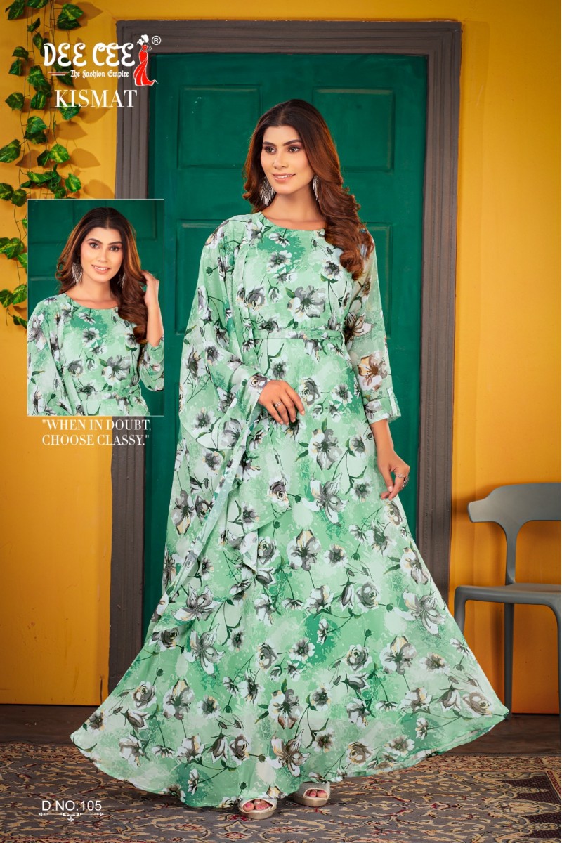 Dee Cee Kismat Georgette Printed Gown Dupatta Sets Catalogues