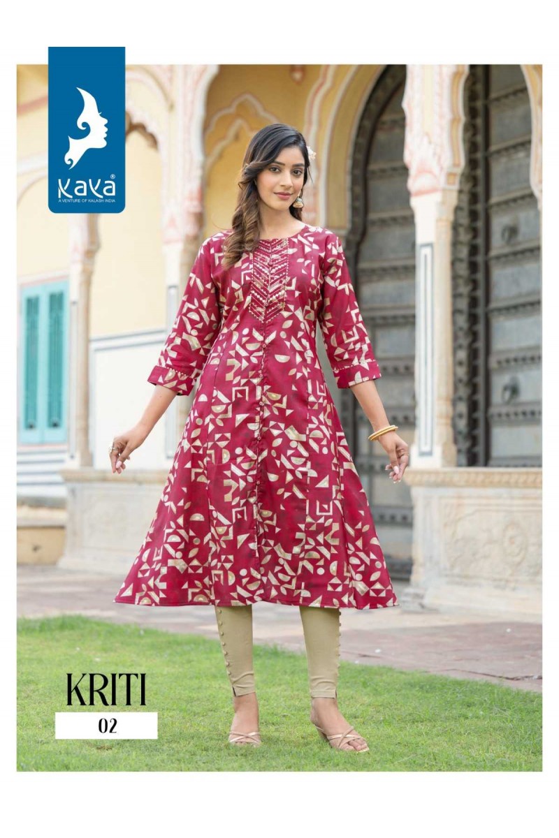Kaya Kriti Fancy Chanderi Silk Flower Printed Kurti Catalogue Set