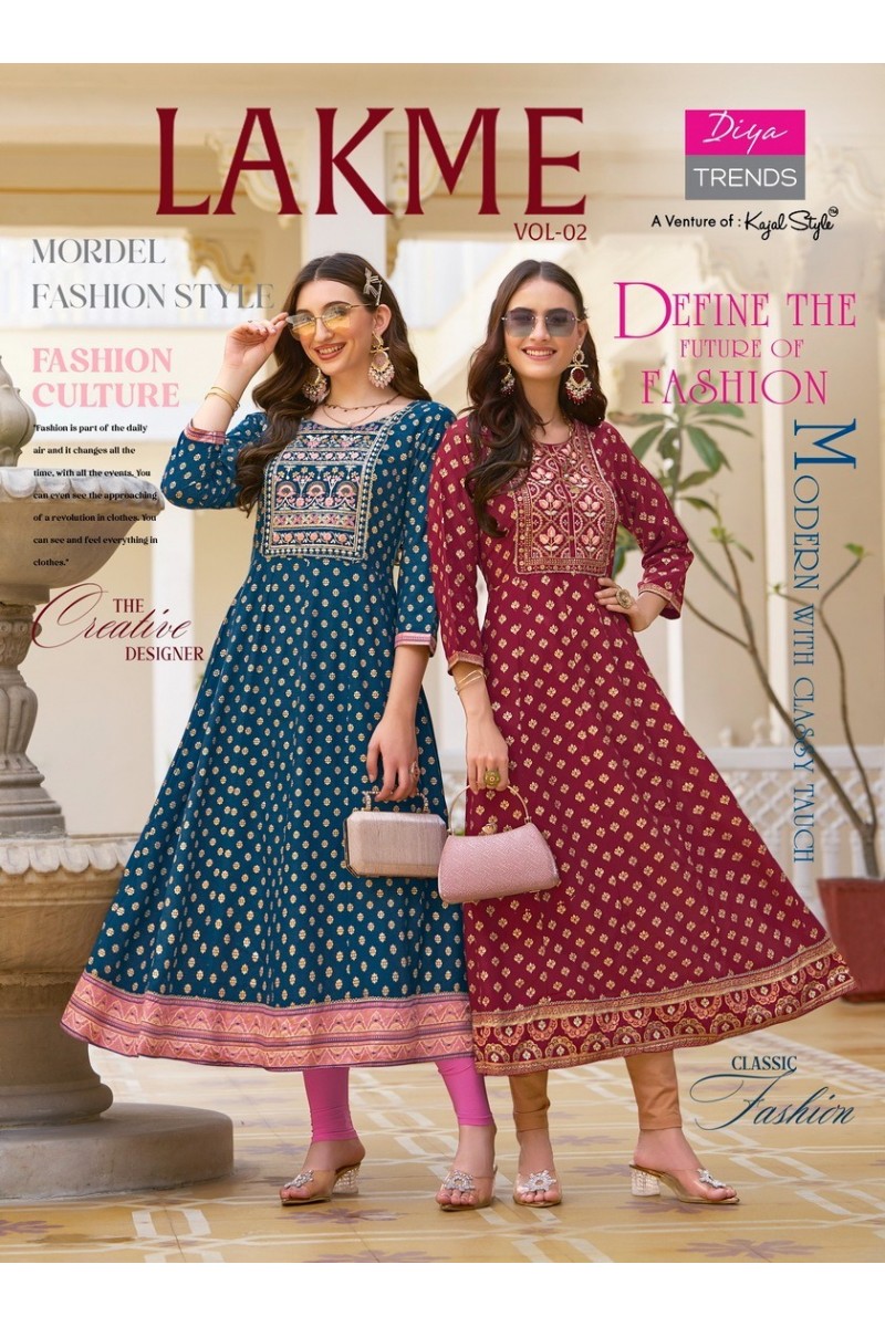 Diya Trends Lakme Vol-2 Designer Rayon Kurti Catalogues Apparels