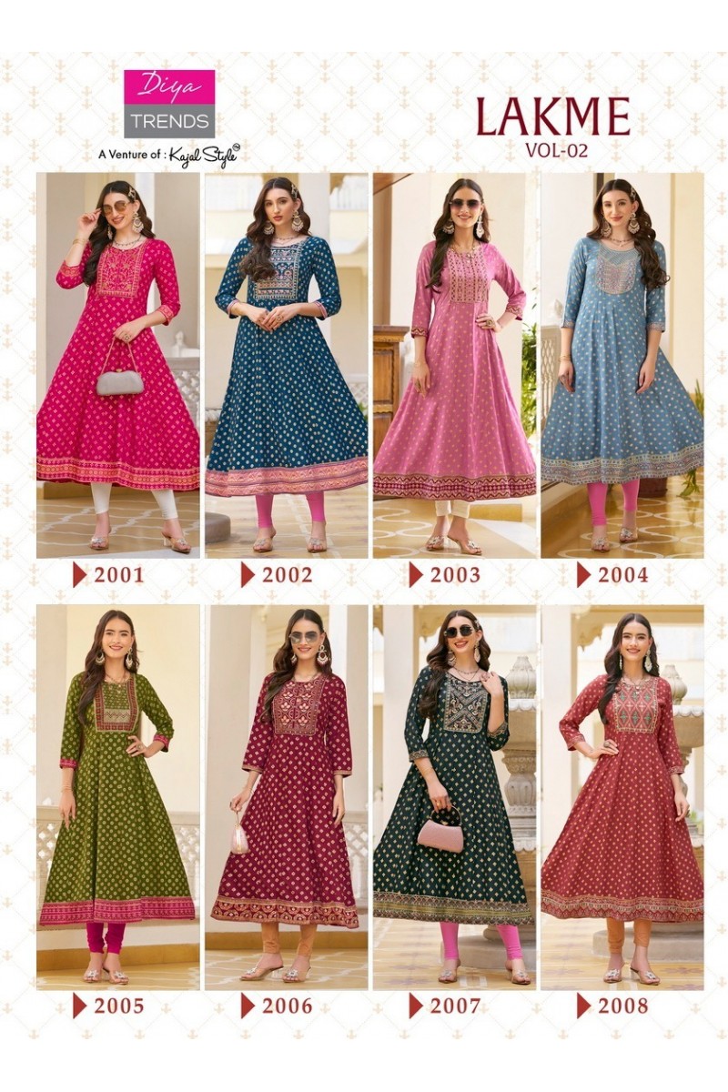 Diya Trends Lakme Vol-2 Designer Rayon Kurti Catalogues Apparels