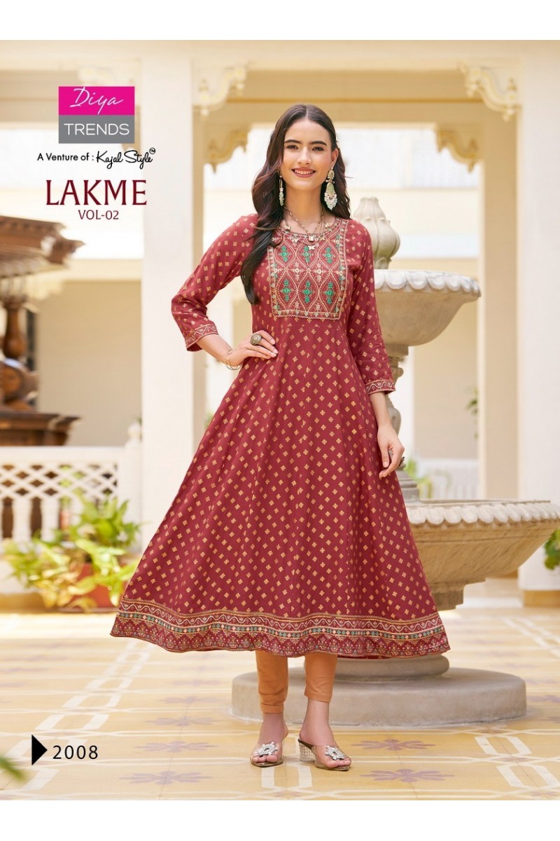 Diya Trends Lakme Vol-2 Designer Rayon Kurti Catalogues Apparels