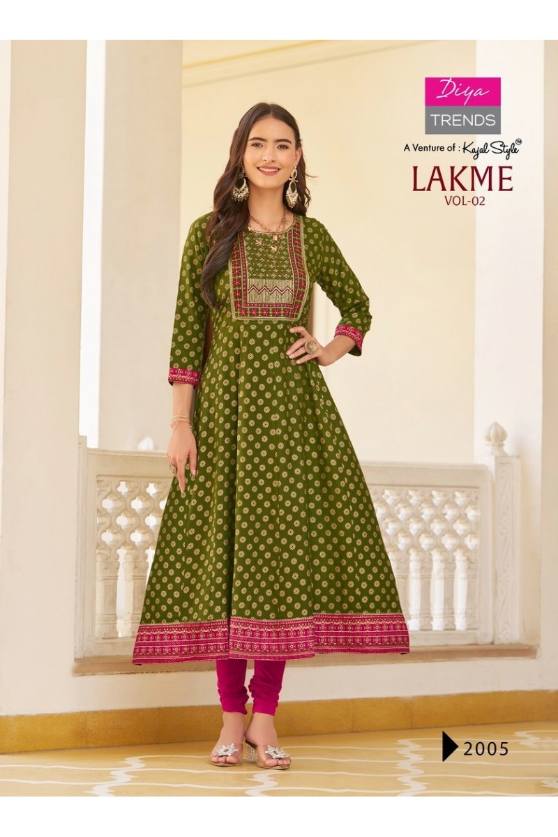 Diya Trends Lakme Vol-2 Designer Rayon Kurti Catalogues Apparels