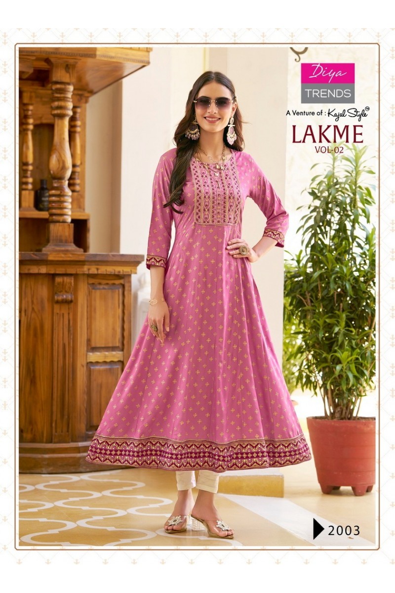 Diya Trends Lakme Vol-2 Designer Rayon Kurti Catalogues Apparels