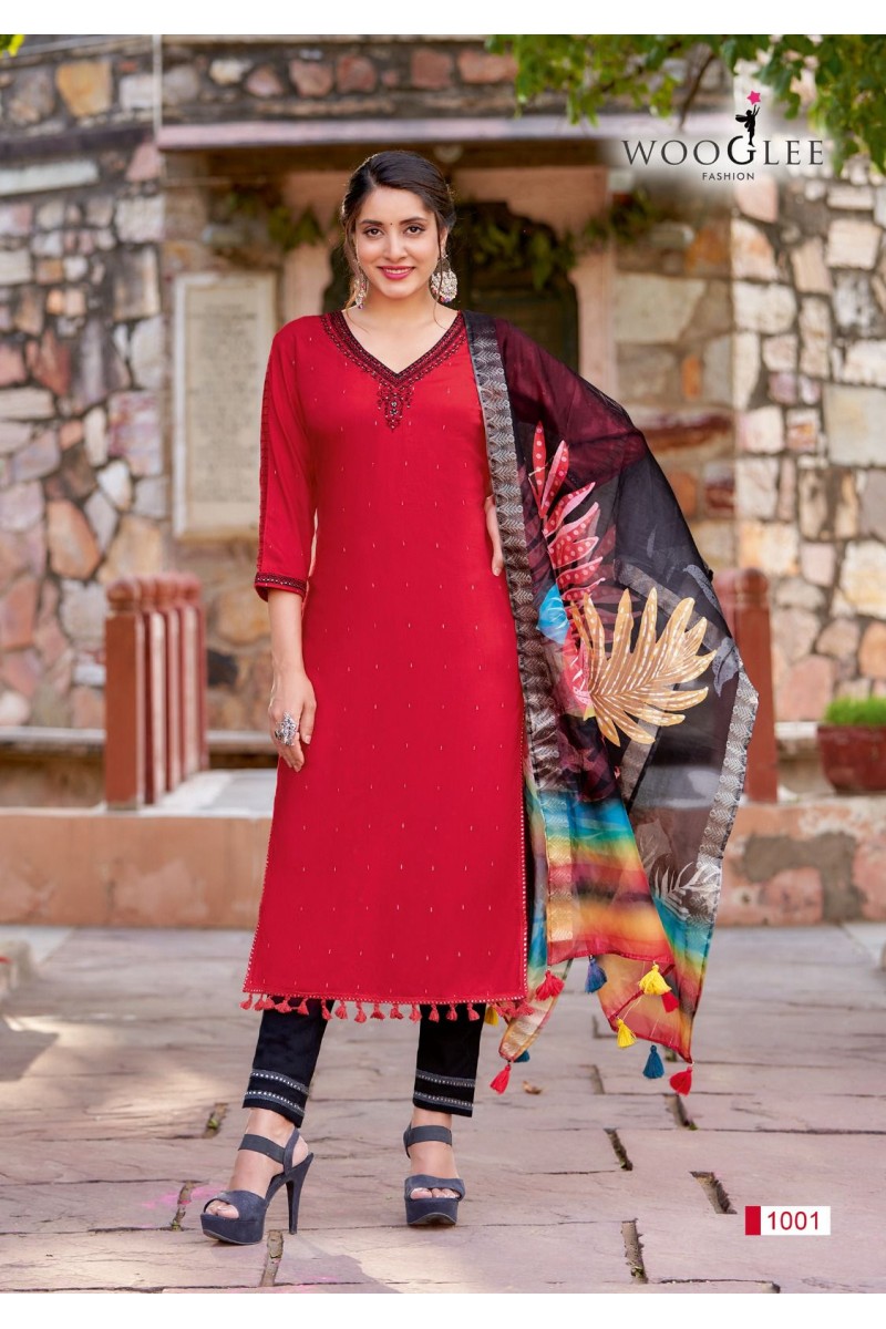 Wooglee Fashion Lamha Latest Designer Cotton Kurtis Catalogues Set