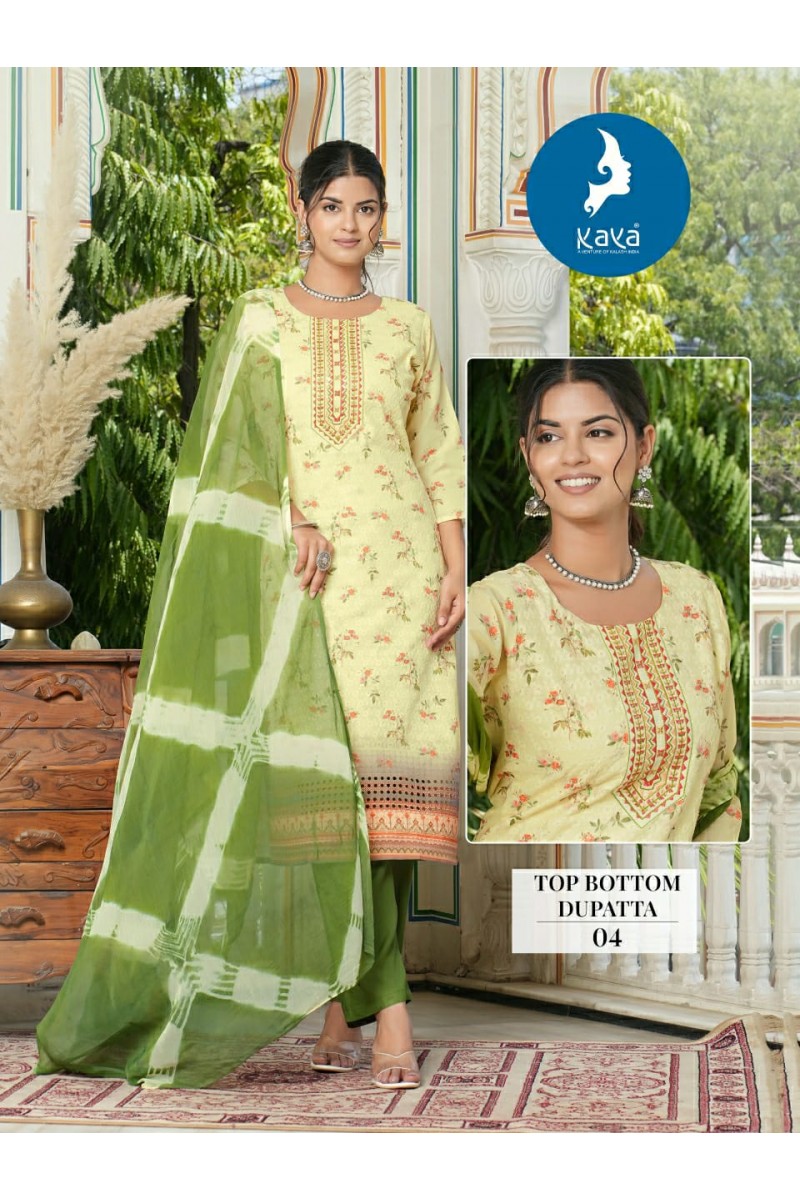 Kaya Leaf Line Cotton Printed Designer Top Bottom With Dupatta Catalogue