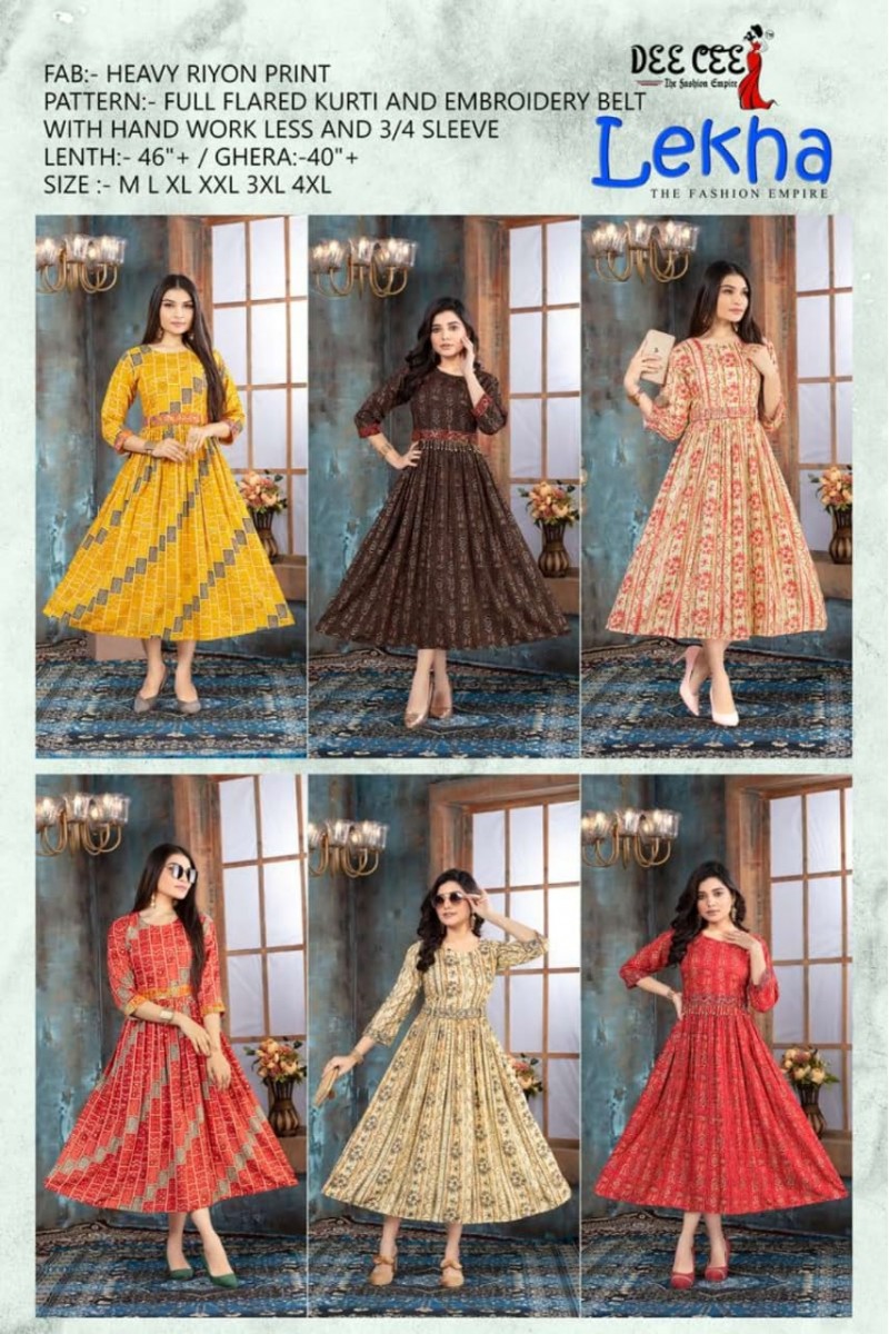 Dee Cee Lekha Anarkali Style With Embroidery Belt Kurti Catalogue Set