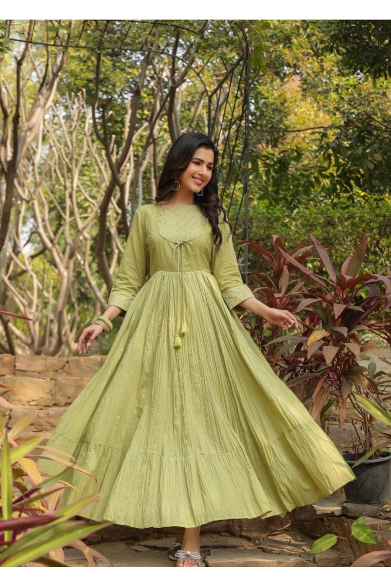 MD-0292 Wedding Wear Anarkali Style Women's Cotton Gowns Collection