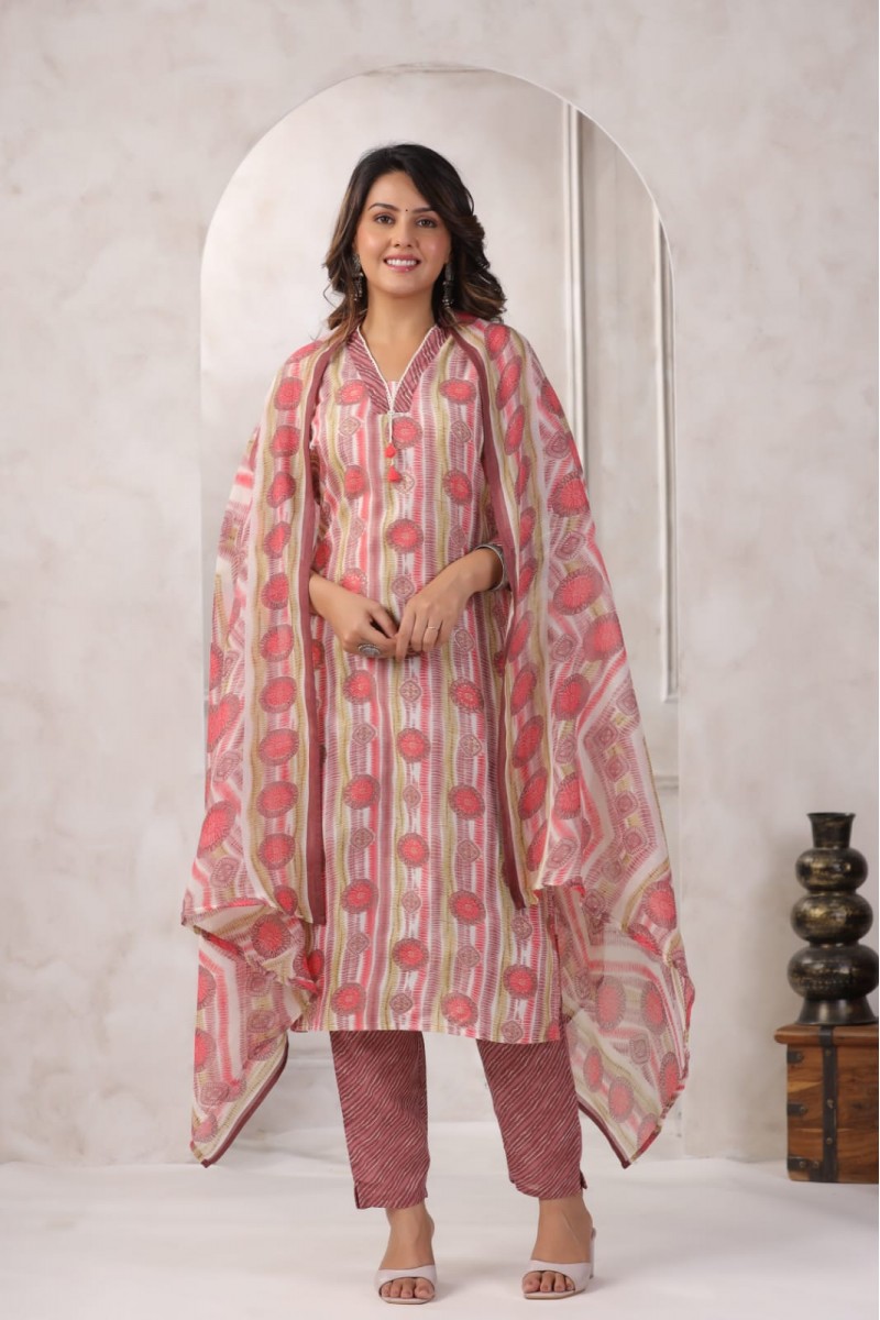 MD-2102 Designer Women's Wear Cotton Combo Set Kurtis Set