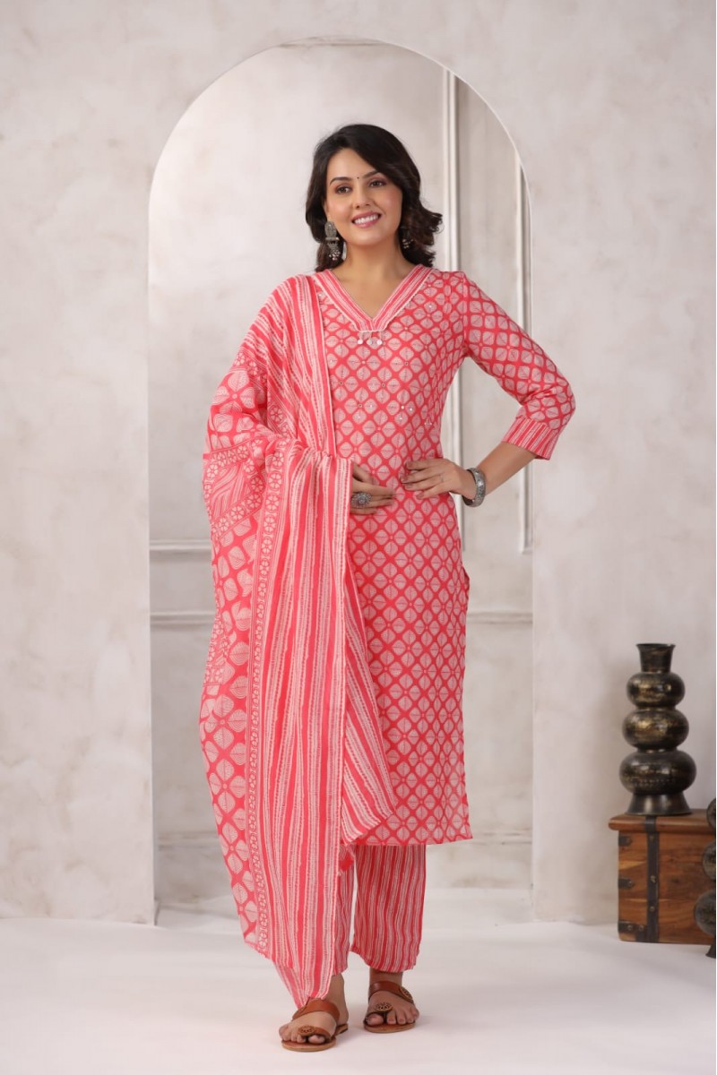 MD-2104 Designer Women's Wear Cotton Combo Set Kurtis Set