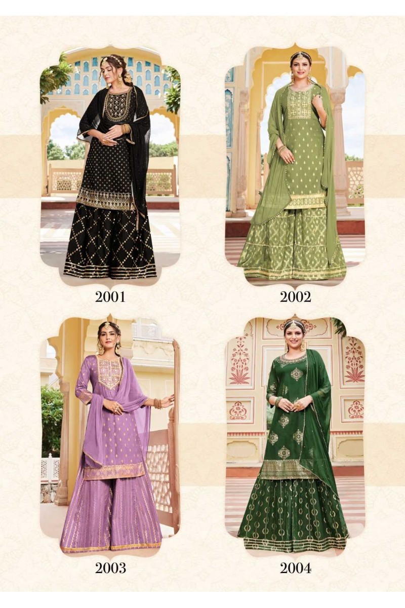 Kajal Style Maan Vol-2 Designer dupatta Collection With Kurti Sharara Set 