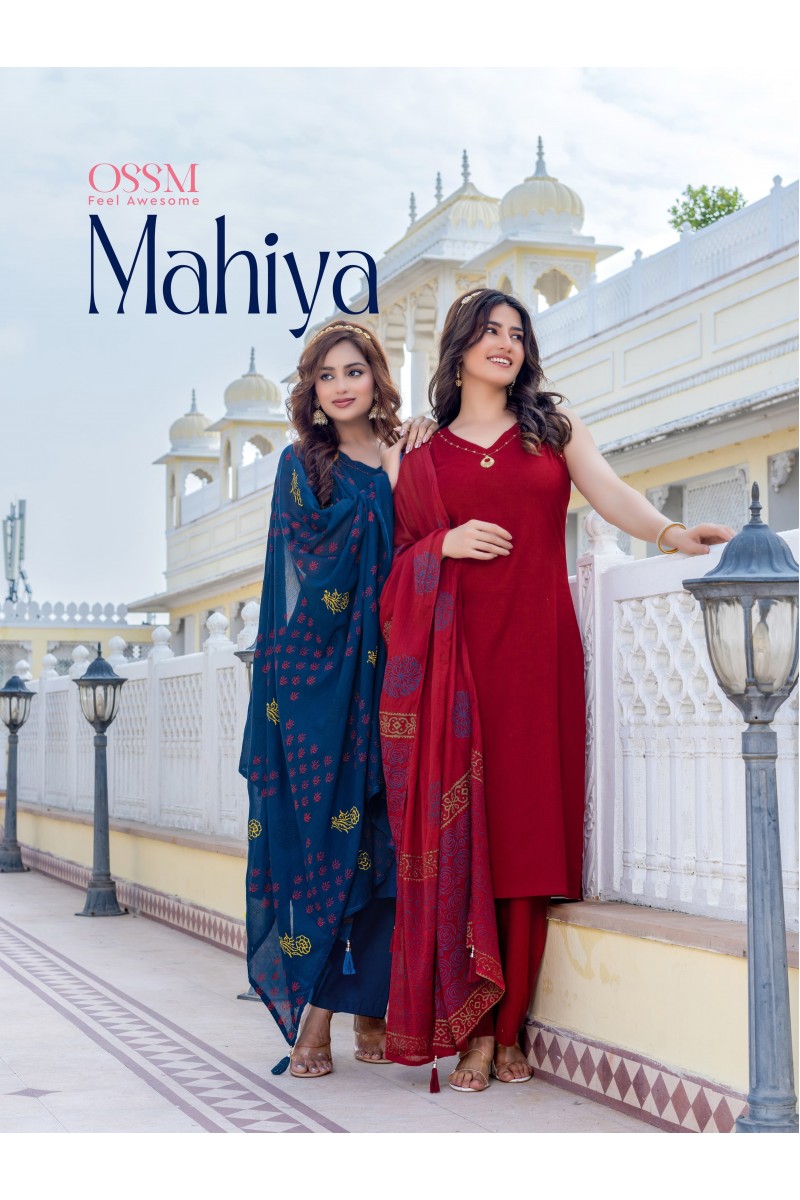 Ossm Mahiya Cotton Work Kurti with Bottom and Dupatta Catalogues