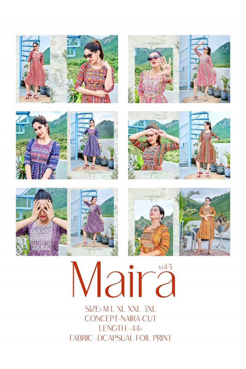 Viyaa Designer Maira Vol-5 New Designs Naira Style Kurti Catalog Dealers