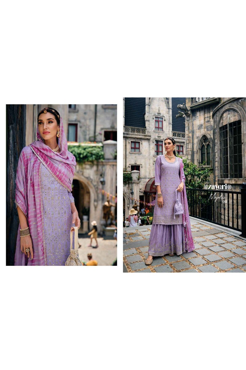 Zaveri Majestic Wedding Wear Khatli Work Kurti Catalogue Set