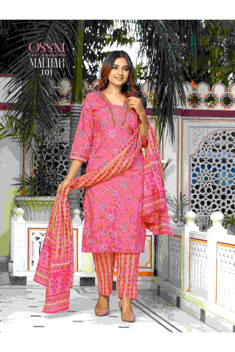 Ossm Malhar Vol-2 Premium Cotton Designer Kurti Pant With Dupatta Collection