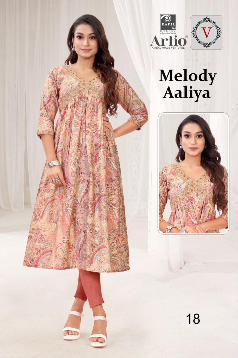 Artio Melody Aaliya-003 Women Wear Size Set Foil Printed Kurti Catalog Set