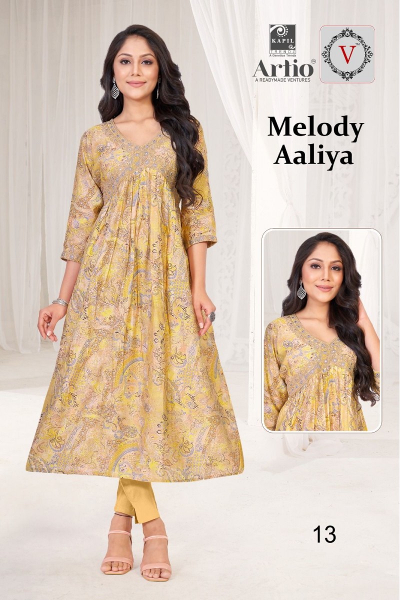 Artio Melody Aaliya-004 Women Wear Size Set Foil Printed Kurti Catalog Set