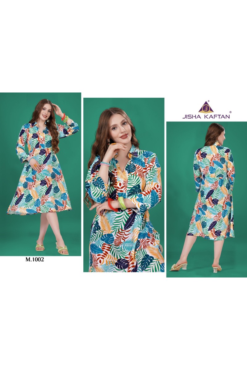 Jisha Kaftan Midi Dress Wholesale Designer Long Silk Kurtis Apparels