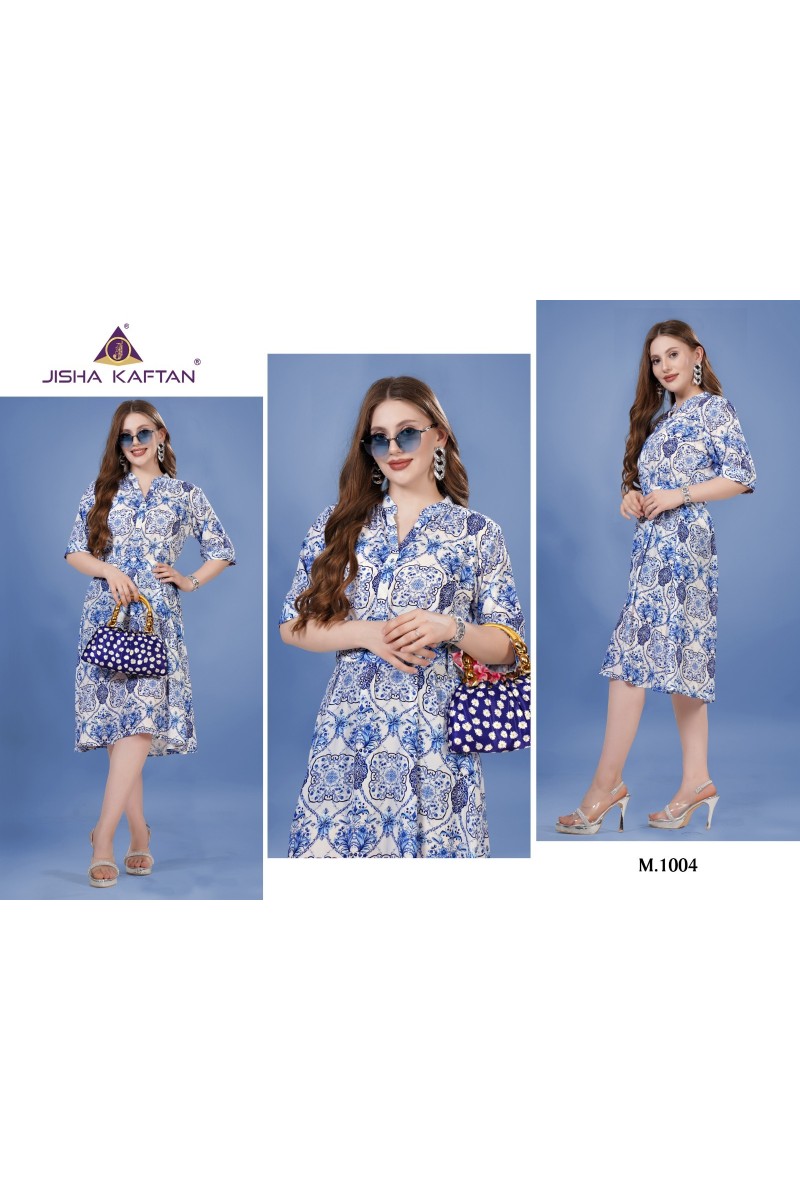 Jisha Kaftan Midi Dress Wholesale Designer Long Silk Kurtis Apparels