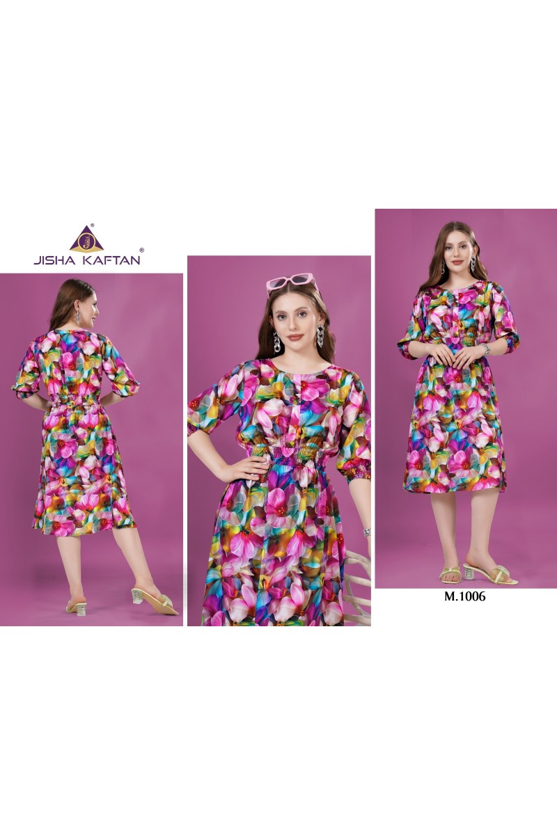 Jisha Kaftan Midi Dress Wholesale Designer Long Silk Kurtis Apparels