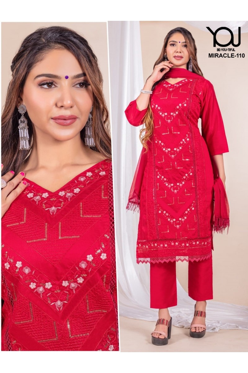 You(Wanna) Miracle-110 Stylish Roman Silk Combo Set Designer Kurtis