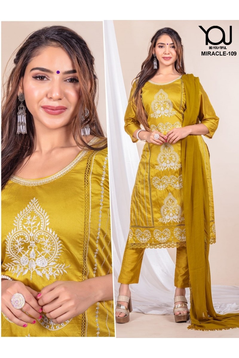 You(Wanna) Miracle-109 Stylish Roman Silk Combo Set Designer Kurtis