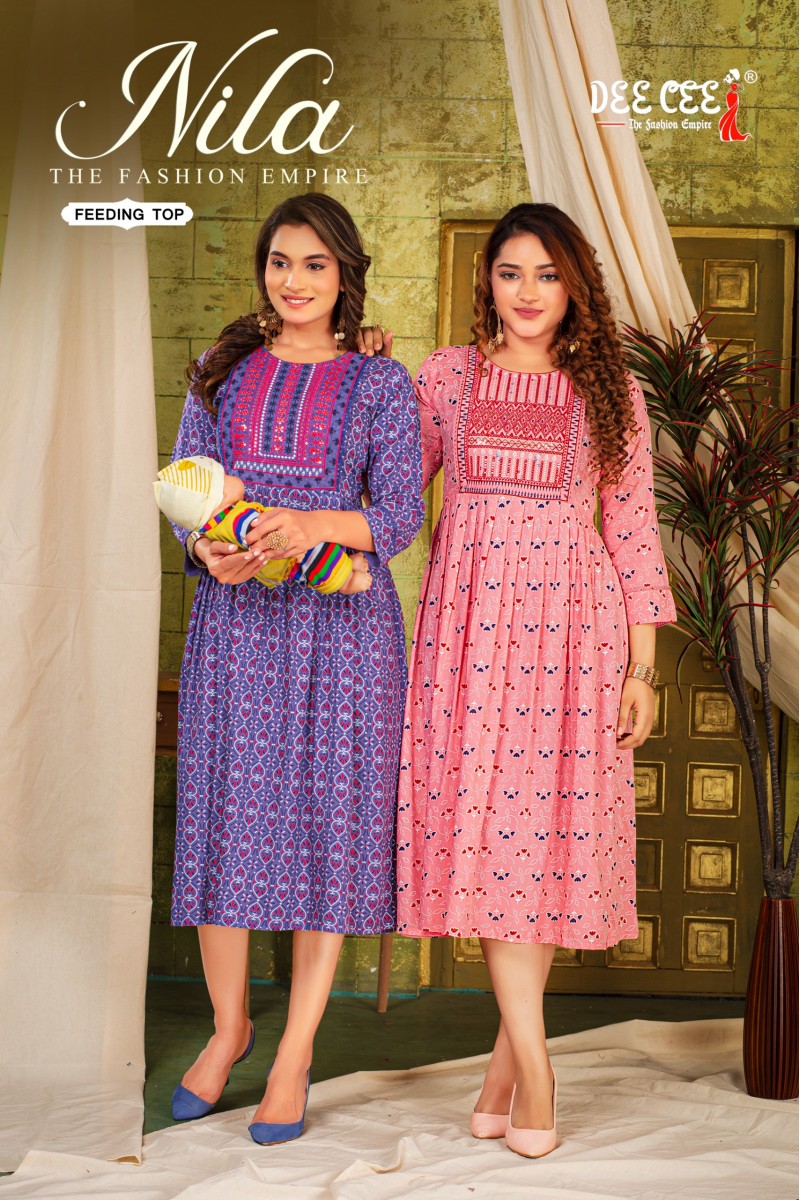 Dee Cee Nila Rayon Full Stitched Latest Kurtis Designs Manufacturer