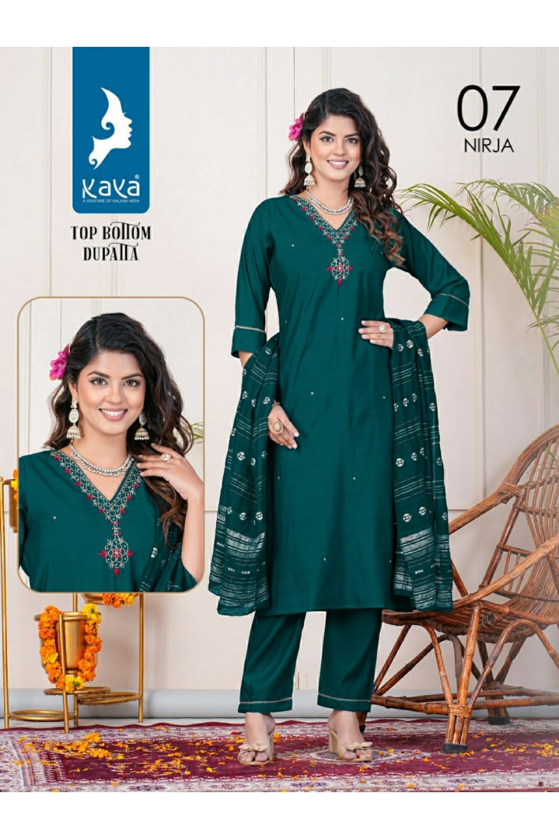 Kaya Nirja Exclusive Roman Silk Designer Kurtis Catalogue Manufacturer