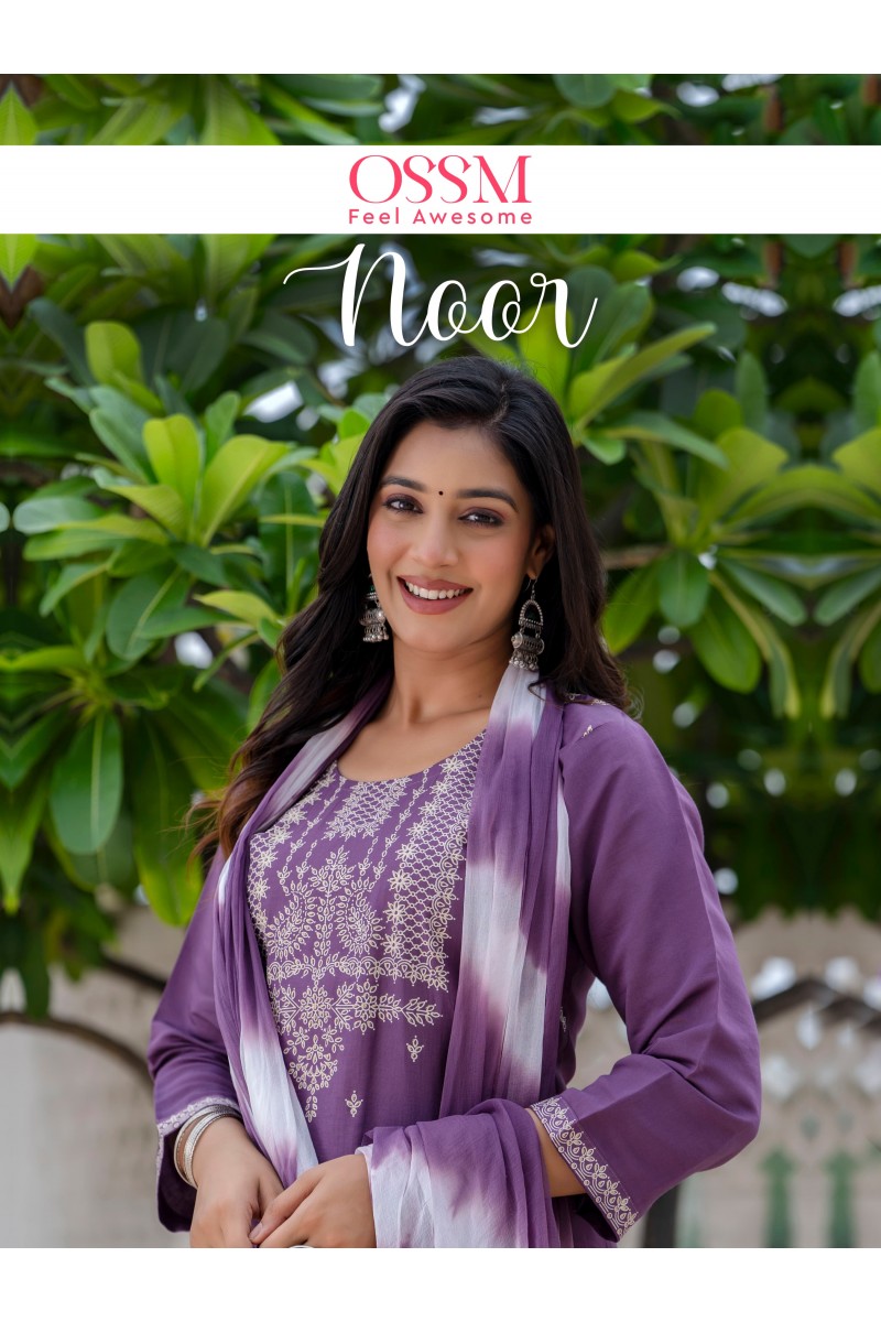 Ossm Noor Fancy Silk Kurti Pant With Dupatta Latest Catalogue Set