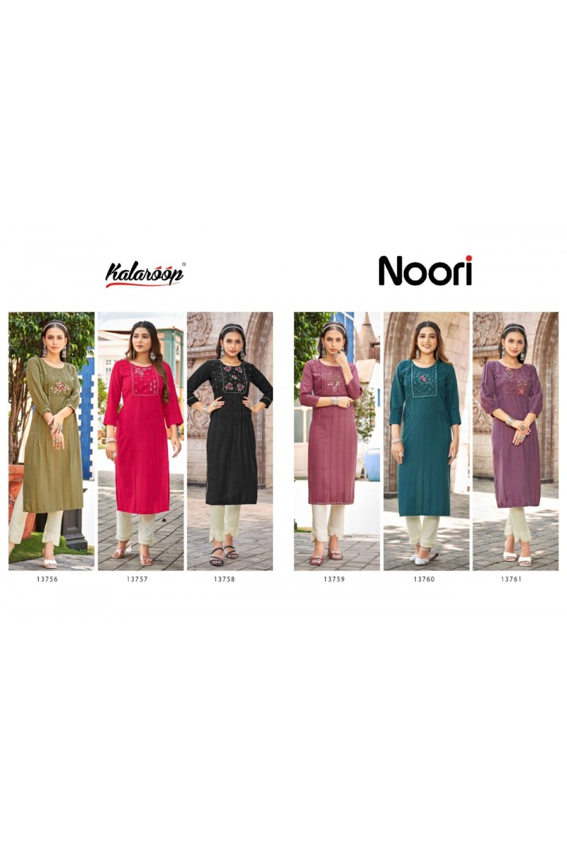 Kalaroop Noori Straight Handwork Women Wear Kurti Catalog Set