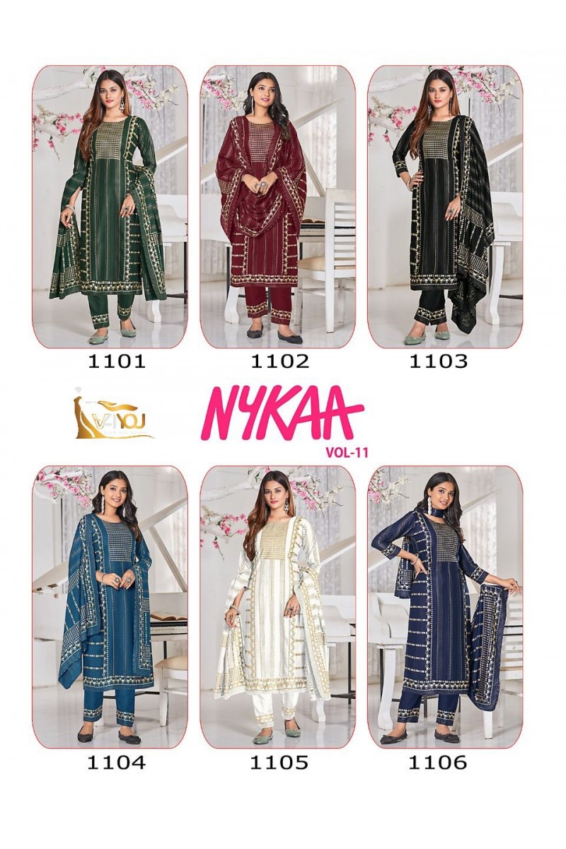 V4You Nykaa Vol-11 Designer Straight Kurti Catalogue Set Garment
