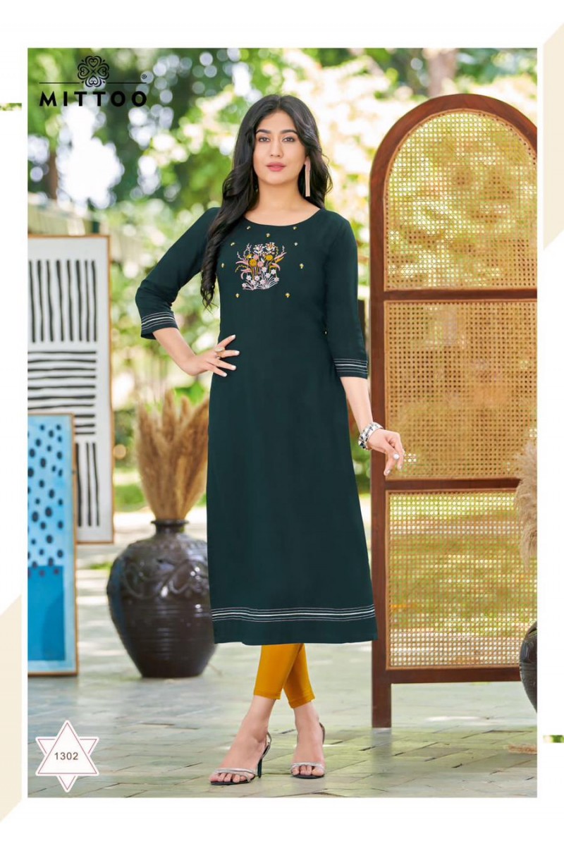 Mittoo Palak Vol-35 Women Wear Rayon Daily Wear Fancy Kurtis Set