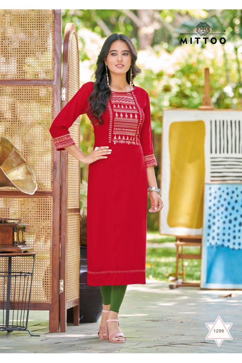 Mittoo Palak Vol-35 Women Wear Rayon Daily Wear Fancy Kurtis Set