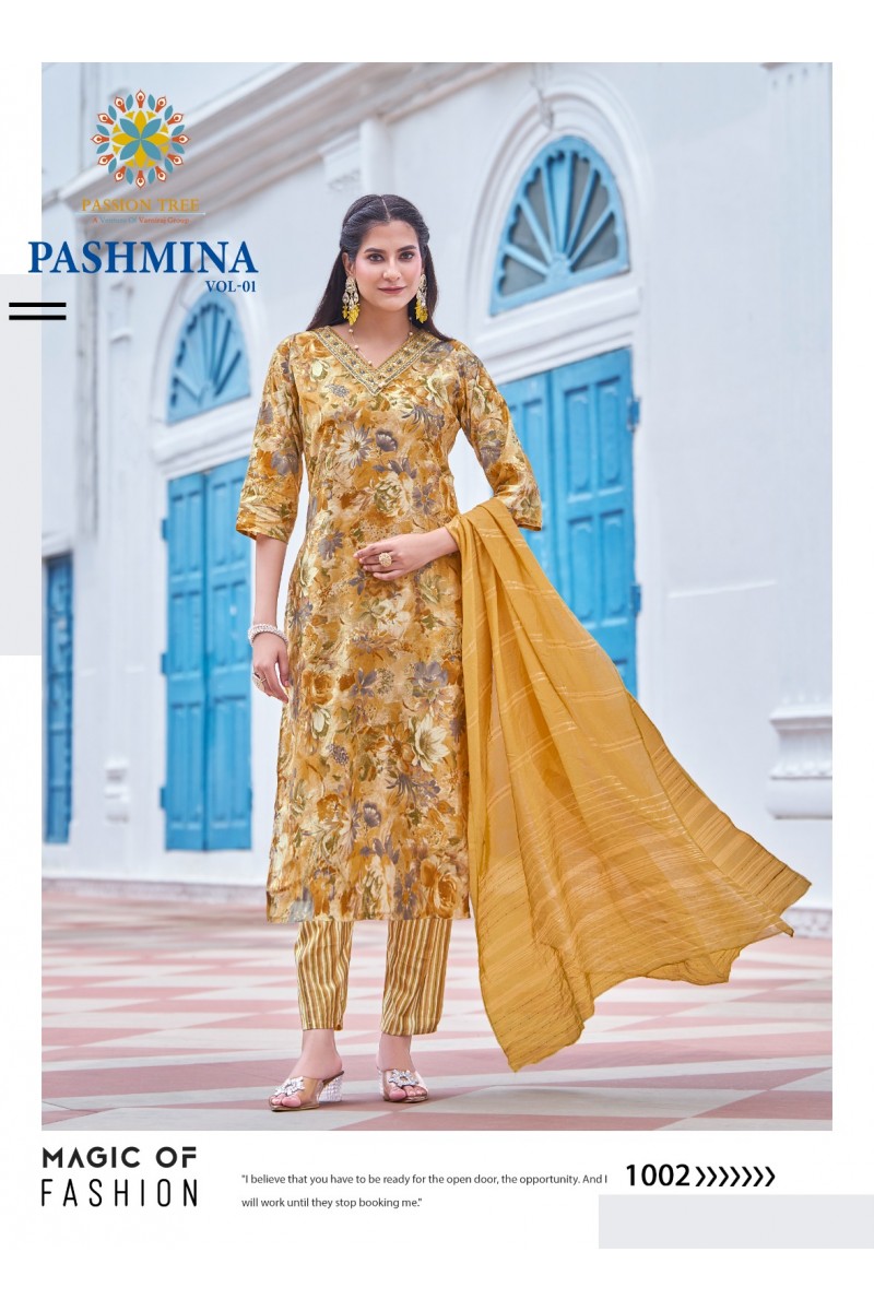 Passion Tree Pashmina Vol-1 Modal Chanderi Printed Ready Made Collection