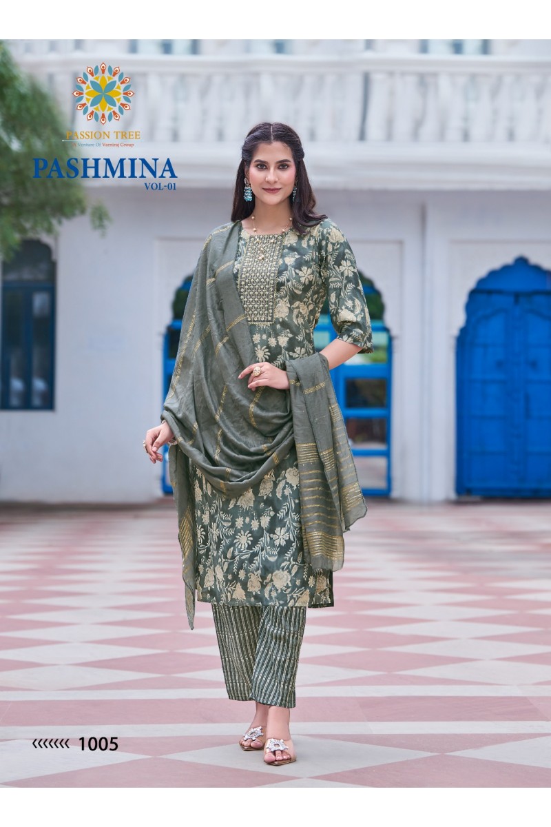 Passion Tree Pashmina Vol-1 Modal Chanderi Printed Ready Made Collection