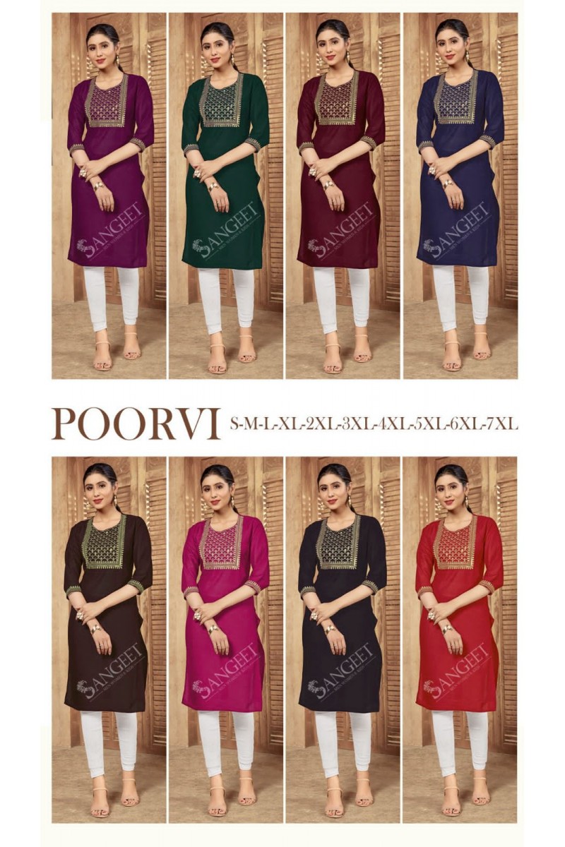 Poorvi Exclusive Designer Ready Made Latest Women's Kurtis