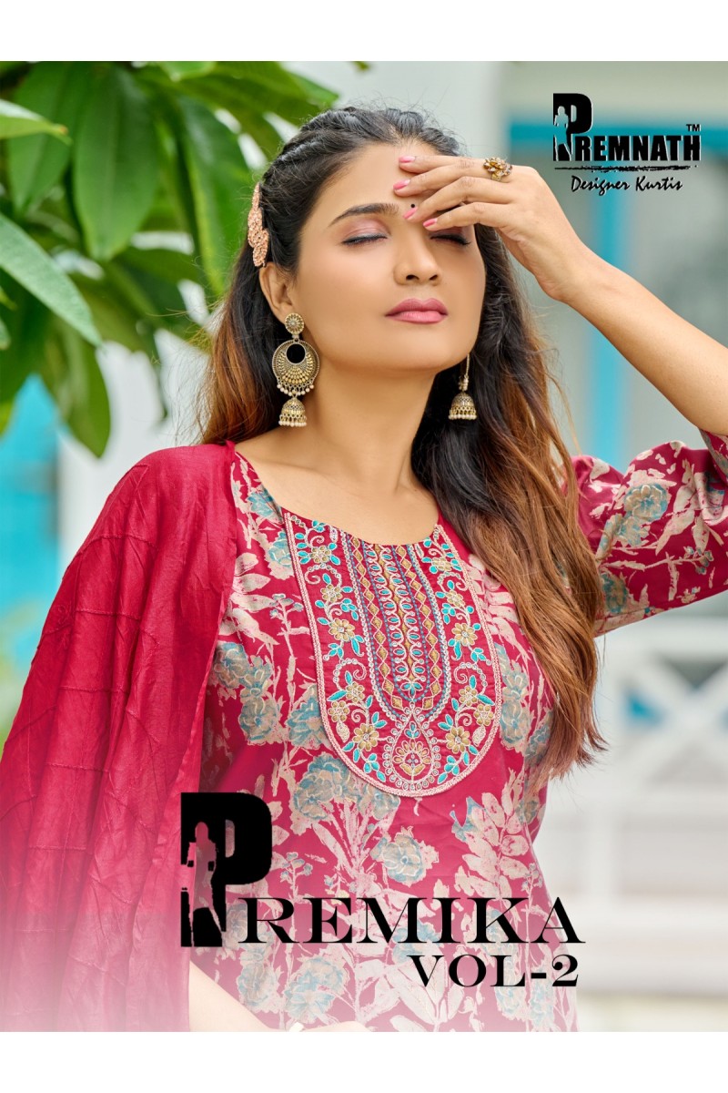 Premnath Premika Vol-2 Wholesale Straight Cut Kurti With Pant And Dupatta