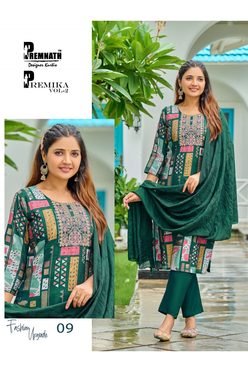 Premnath Premika Vol-2 Wholesale Straight Cut Kurti With Pant And Dupatta